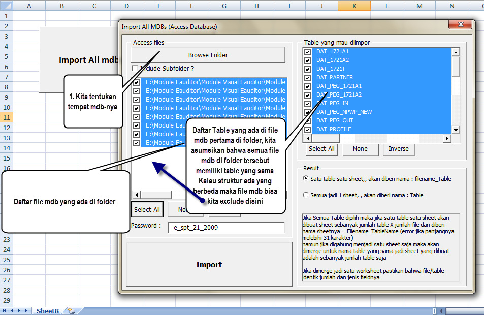 Import dan Merge semua file Access (mdb) pada satu folder ke dalam Microsoft Excel